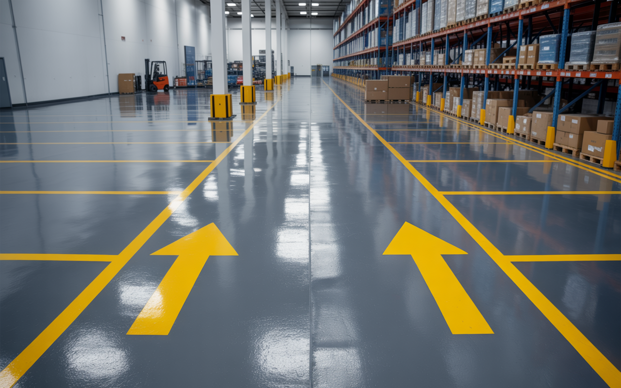 Commercial Warehouse - Grey with Yellow Markings